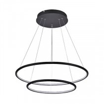 PENDENTE LED 2 AROS 65W LUZ AMARELA 3000K QUENTE Ø60x110 cm